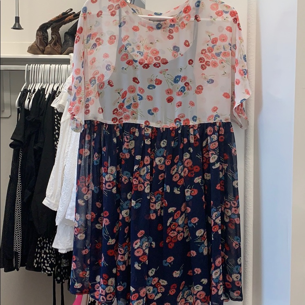 Navy and White Floral Dress